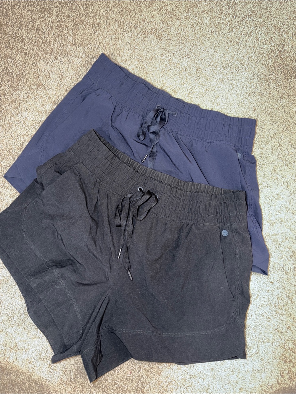 Casual Athletic Drawstring  Shorts - Black & Navy Medium